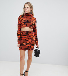 Мини-юбка с тигровым принтом Missguided - Оранжевый