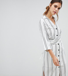 Белое платье-рубашка в полоску с запахом River Island - Кремовый