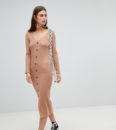 Бежевое облегающее платье на пуговицах River Island - Бежевый