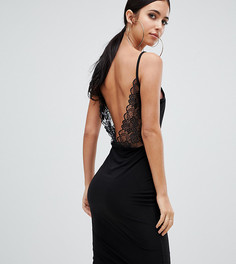 Черное платье миди с открытой спиной и кружевными вставками Missguided - Черный