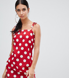 Платье мини в горошек на бретельках с завязками Boohoo - Красный