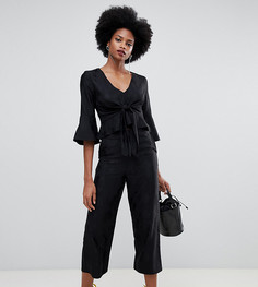 Черные жаккардовые укороченные кюлоты с широкими штанинами Miss Selfridge - Черный