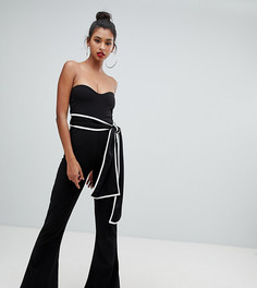 Черный комбинезон-бандо с поясом PrettyLittleThing - Черный
