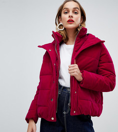 Розовая дутая бархатная куртка River Island - Розовый