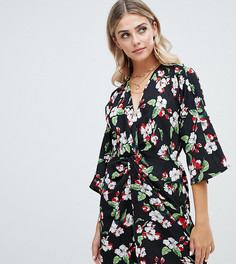 Платье с цветочным принтом и перекрученной отделкой Boohoo - Мульти