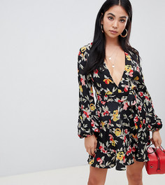 Платье мини с ремнем и цветочным принтом Missguided - Черный