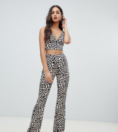 Расклешенные брюки с леопардовым принтом Miss Selfridge - Черный