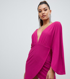 Пурпурное облегающее платье с глубоким вырезом и кейпом PrettyLittleThing - Фиолетовый