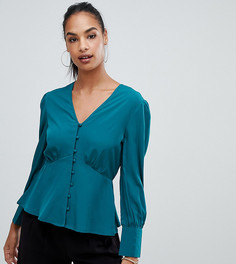 Сине-зеленая блузка на пуговицах Boohoo - Мульти