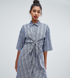 Серое платье-рубашка в клетку PrettyLittleThing - Серый