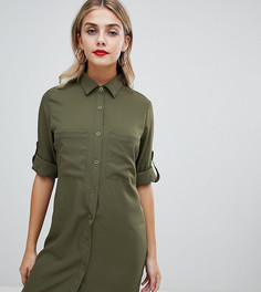 Платье-рубашка цвета хаки в стиле милитари Missguided - Зеленый
