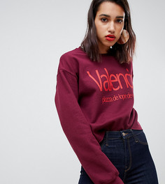 Бордовый свитшот с надписью valencia и необработанным краем River Island - Мульти
