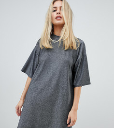 Oversize платье-футболка черного цвета с блестками PrettyLittleThing - Черный