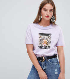 Футболка с принтом леопарда Stradivarius - Фиолетовый