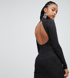 Платье с высоким воротником и открытой спиной Bershka - Черный