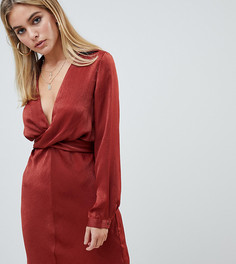 Темно-оранжевое атласное платье PrettyLittleThing - Коричневый