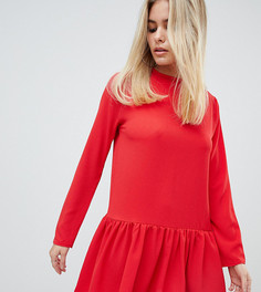 Красное платье с длинными рукавами и оборкой на подоле PrettyLittleThing - Красный