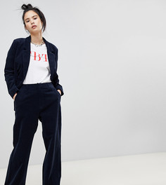 Вельветовые расклешенные брюки темно-синего цвета Pull&Bear - Бежевый