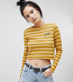 Укороченный лонгслив горчичного цвета в полоску PULL&BEAR - Желтый