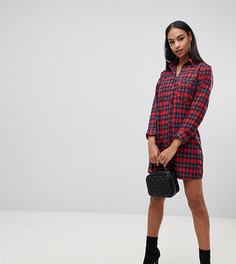 Платье-рубашка в красную клетку PrettyLittleThing - Мульти