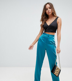 Сине-зеленые атласные брюки с широкими штанинами Missguided - Зеленый