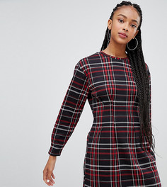Приталенное трикотажное платье в клетку Bershka - Мульти