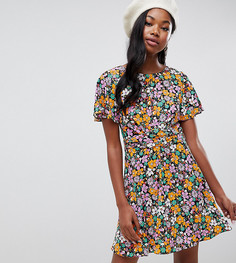 Чайное платье с запахом и цветочным принтом Miss Selfridge - Мульти