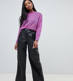 Брюки из искусственной кожи с широкими штанинами Bershka - Мульти
