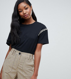 Футболка с отделкой искусственным жемчугом и стразами Bershka - Черный