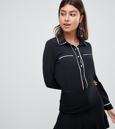 Черная рубашка с контрастной окантовкой Boohoo - Белый