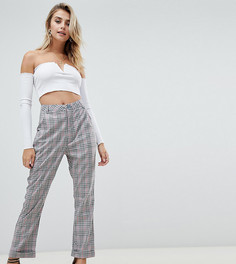 Серые брюки в клетку с пуговицей PrettyLittleThing - Мульти