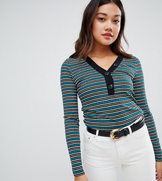 Полосатый топ в рубчик с пуговицами New Look - Зеленый