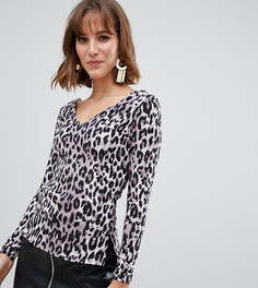 Топ с V-образным вырезом спереди и сзади и леопардовым принтом River Island - Мульти