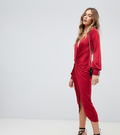 Красное платье миди с перекрученной отделкой спереди Boohoo - Темно-синий