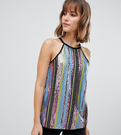 Топ с халтером и разноцветными пайетками River Island - Черный