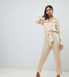 Атласный комбинезон цвета шампанского Missguided - Кремовый