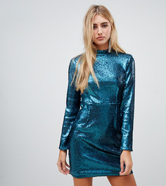 Сине-зеленое облегающее платье мини с пайетками Missguided - Зеленый