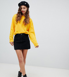 Вельветовая мини-юбка на пуговицах Bershka - Черный