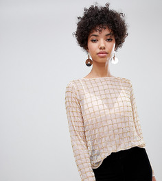 Блузка цвета шампанского с отделкой в клетку River Island - Бежевый