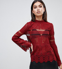 Красный кружевной топ с рукавами клеш Boohoo - Красный