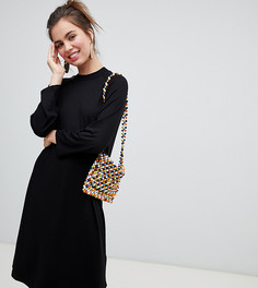Черное трикотажное платье-футболка миди Monki - Черный