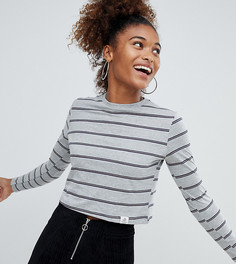 Серый укороченный лонгслив в полоску Pull&Вear - Серый Pull&Bear
