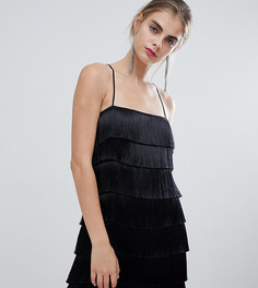 Многоярусное платье мини с бахромой Bershka - Черный