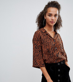 Рубашка с рукавами 3/4 и тигровым принтом Bershka - Коричневый