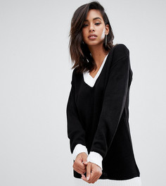 Монохромное платье-джемпер с V-образным вырезом Boohoo - Черный