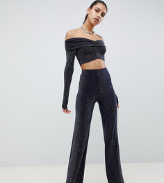 Темно-синий блестящий кроп-топ с открытыми плечами Missguided - Темно-синий