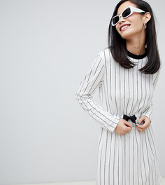 Светло-бежевое платье мини в полоску Monki - Белый
