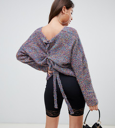 Серый джемпер со шнуровкой и блестками PrettyLittleThing - Мульти