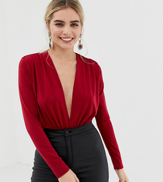 Красное боди с глубоким вырезом New Look - Красный
