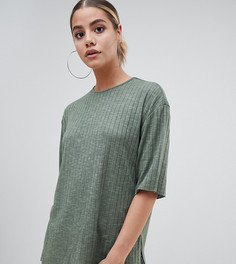 Oversize-футболка цвета хаки в рубчик Boohoo - Зеленый